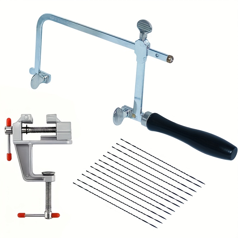 Jewelry Making Vise - プロ仕様のジュエリーソーキット、調整可能なフレーム、12枚の刃、ジュエリー製作ツール用ミニバイスクランプ付き