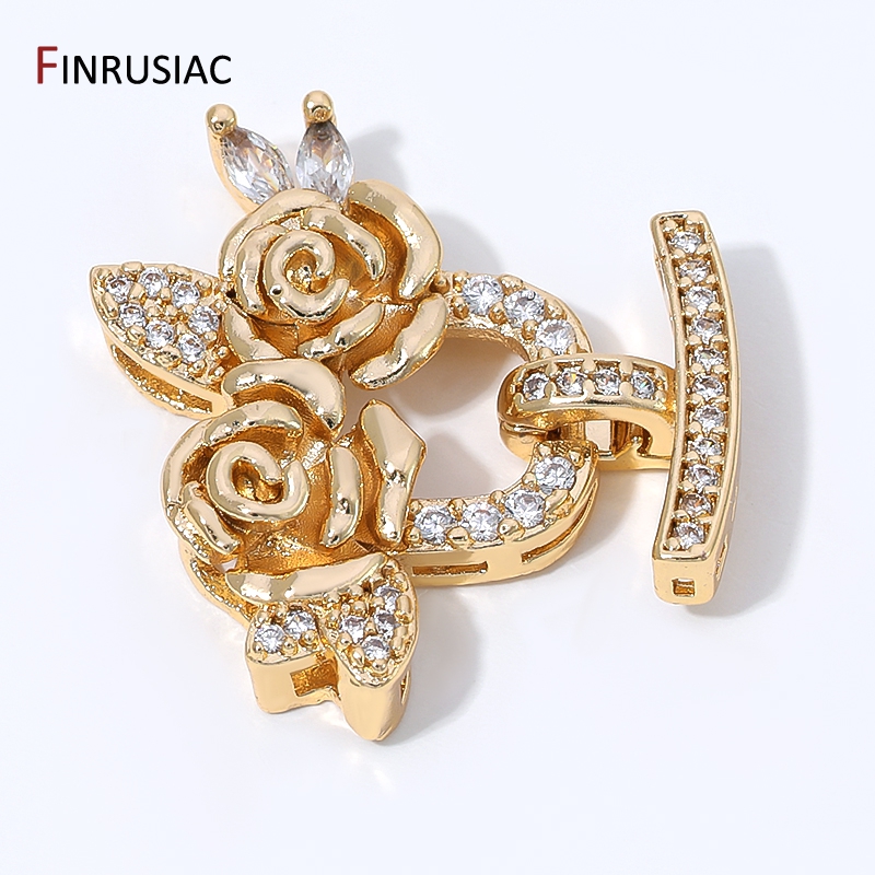 Jewelry Making Items - 14K金メッキ真鍮ジルコンフラワーパールクラスプ、多列留め具ロッククラスプ、DIYジュエリー製作アクセサリー用