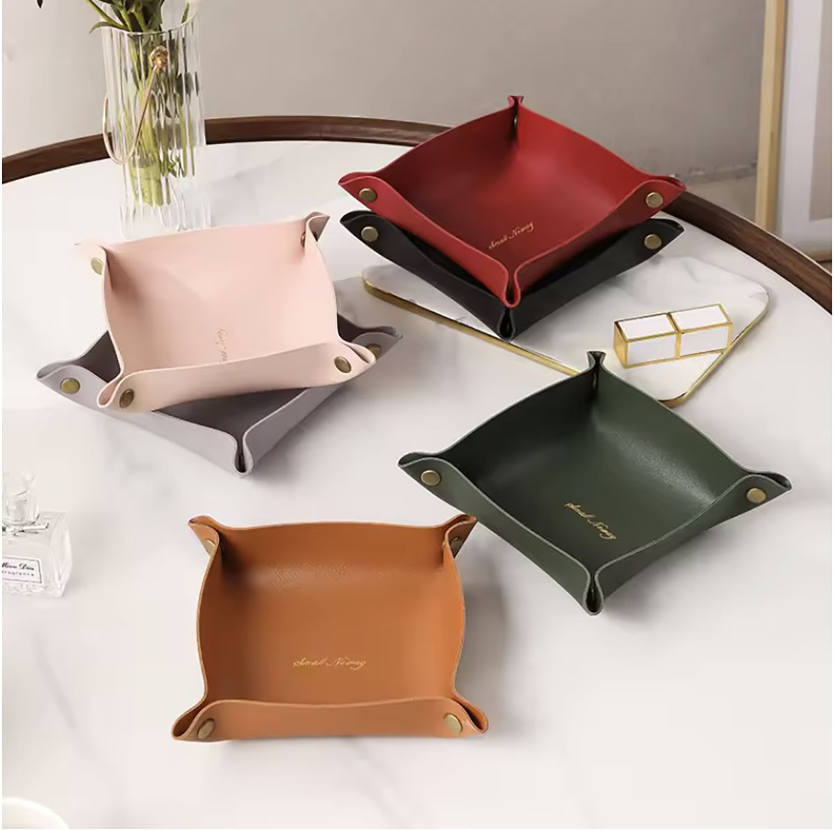 Jewelry Making Tray - 北欧スタイルの革収納トレイデスクトップオーガナイザーキージュエリー化粧品収納ボックス折りたたみオーガナイザー家の装飾
