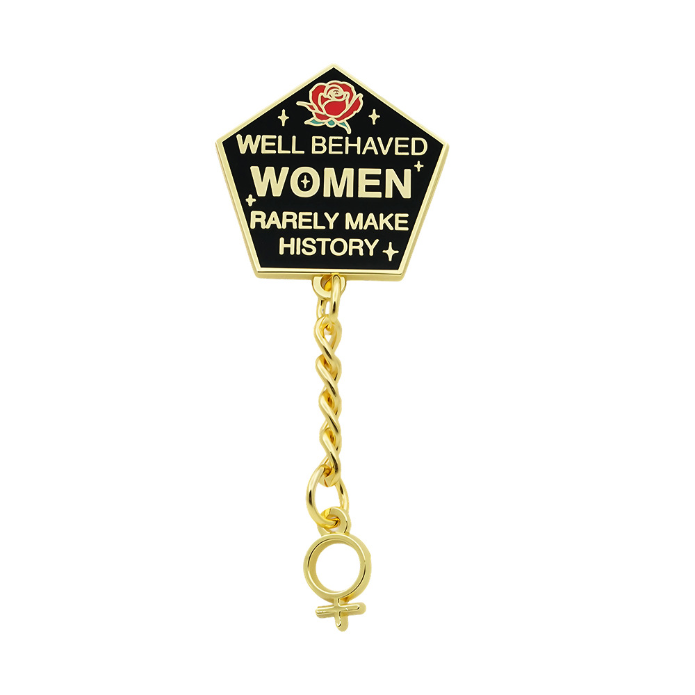 Jewelry Making History - 1PC「行儀の良い女性はめったに歴史を作らない」フェミニストエナメルピン、女性のシンボルチェーンブローチ、力強さを高めるジュエリーギフト