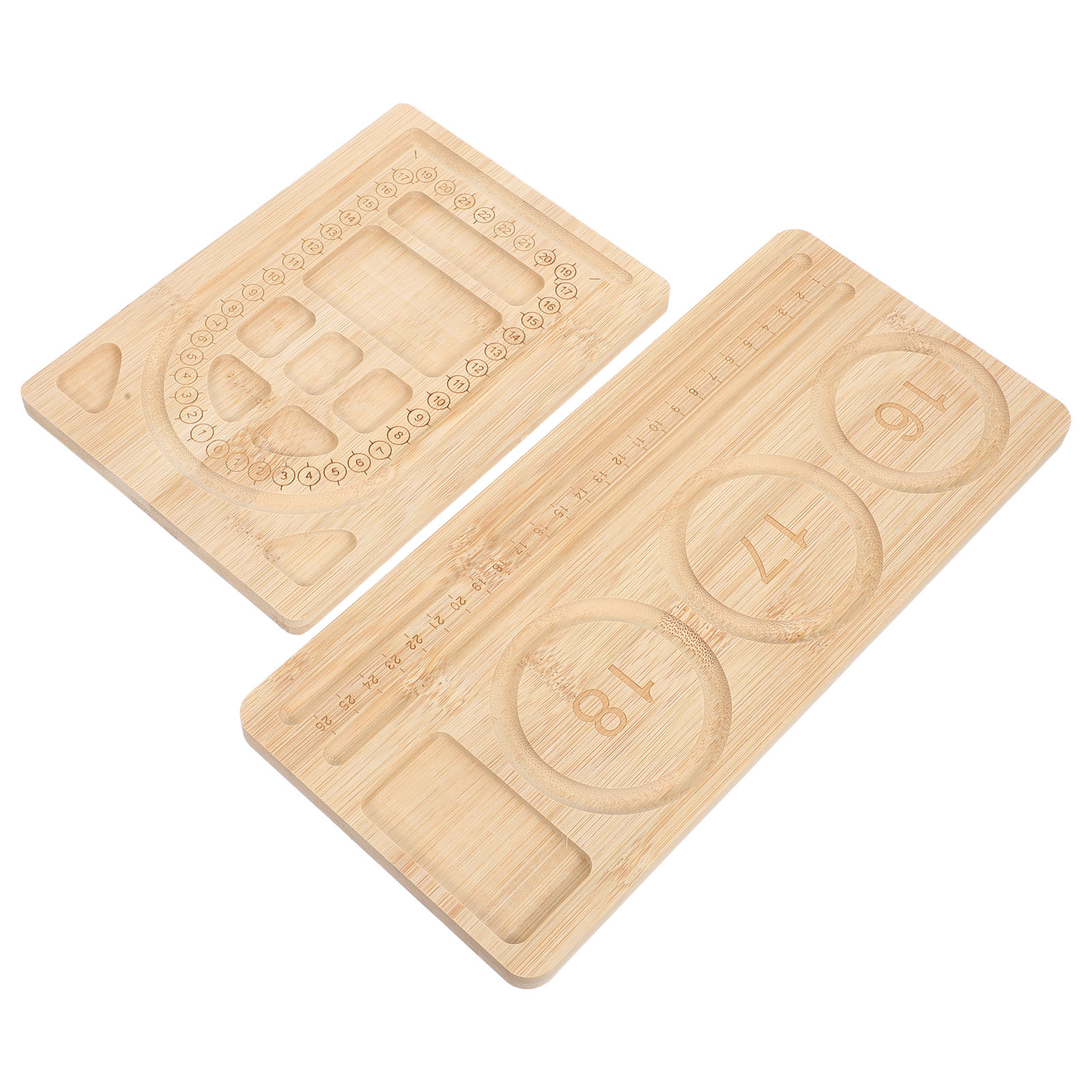 Jewelry Making Board - 2個入り竹製ビーズボードトレイ、ブレスレット製作、ジュエリーデザイン、ビーズホルダー、仕分けコンパートメントオーガナイザー、クラフトボード