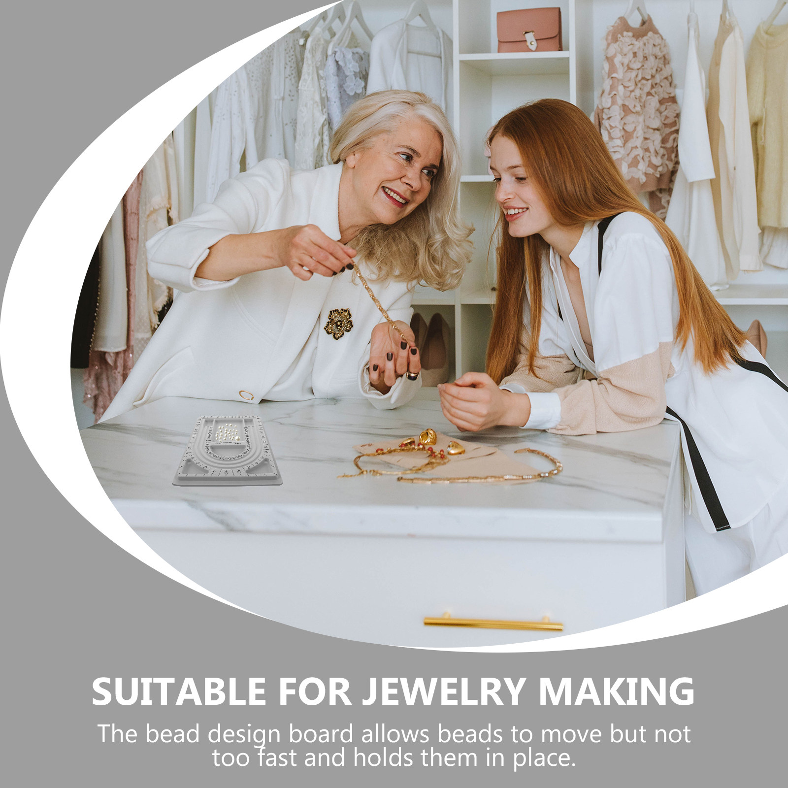 Jewelry Making Board - 2 個のビーズデザインボードネックレスデザインボードジュエリー DIY ビーズトレイ測定ツールジュエリー作成オーガナイザーブレスレットトレイ