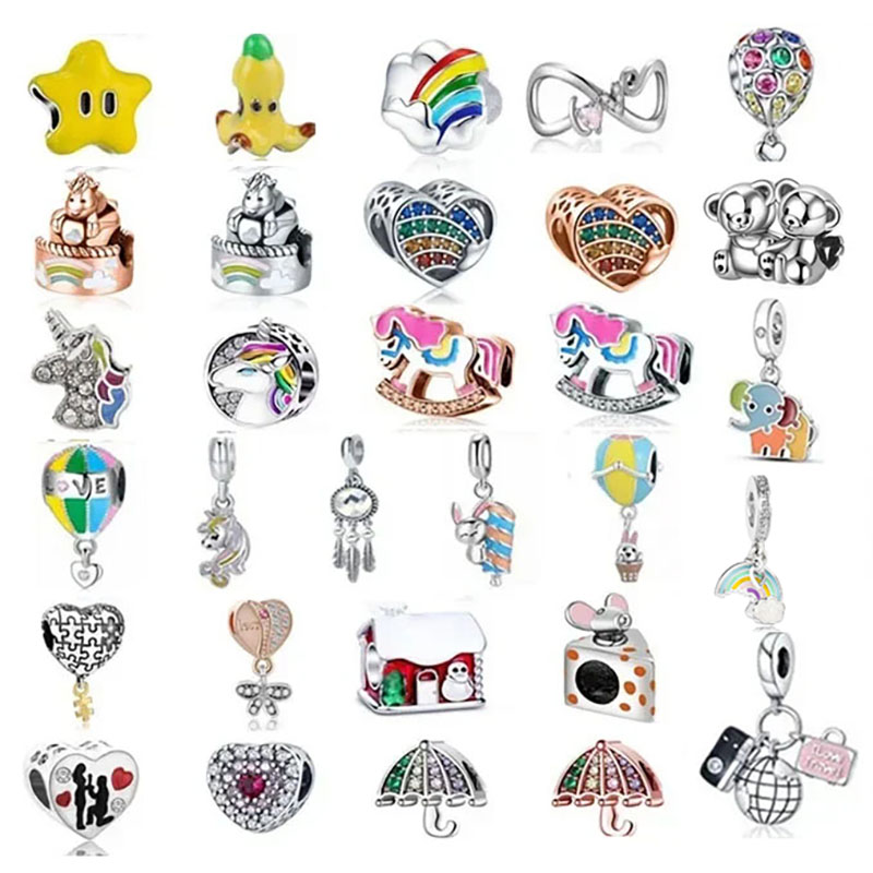 Jewelry Making Newcastle - 女性のためのチャームブレスレット,ユニコーンの城,虹,象,蜂のビーズ,バナナ,スター,レインボー,DIY,ジュエリー作り,新しいコレクション