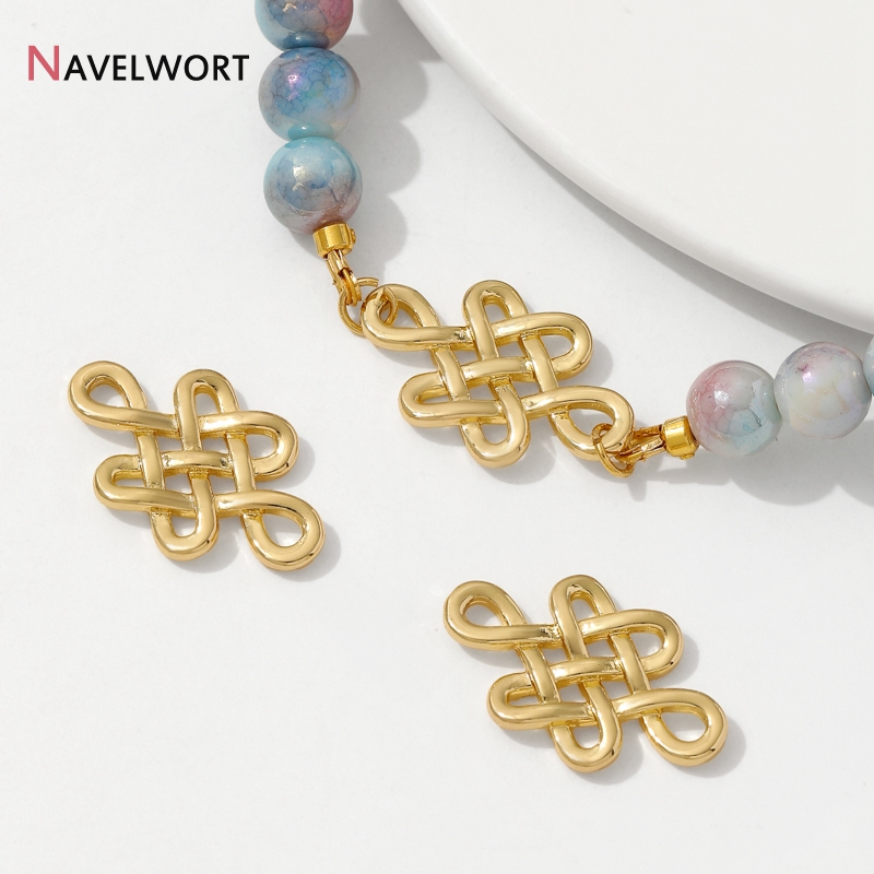 Jewelry Making Knots - 18K金メッキ真鍮製チャイニーズノットコネクターチャーム、チャームコネクター、ジュエリー用コネクター、DIYジュエリー製作材料