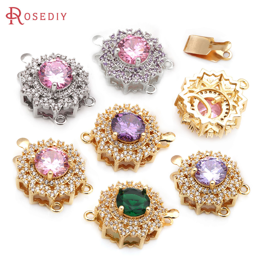 Jewelry Making Set - 2 セット 18 K ゴールドカラー真鍮とジルコンラウンドネックレス接続クラスプ高品質 Diy