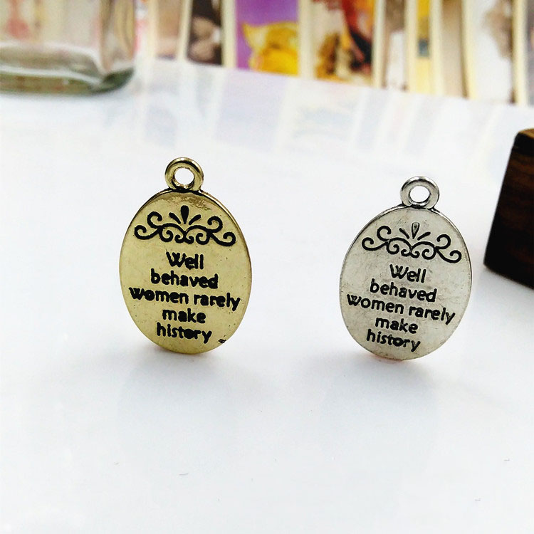 Jewelry Making History - 20ピース/ロット16x21ミリメートル行儀女性はめったに歴史合金チャーム卸売メッセージジュエリーメイキング