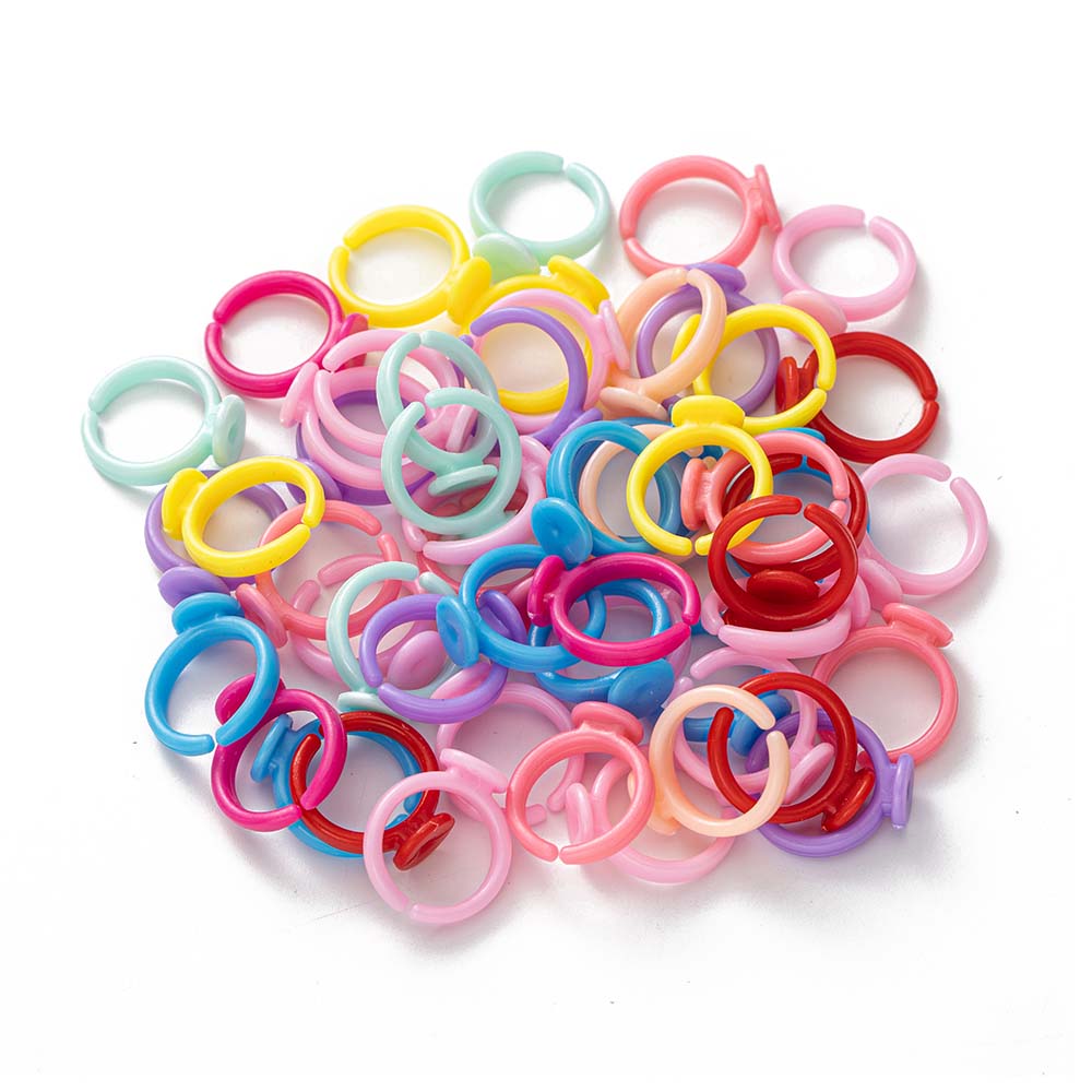 Jewelry Making 3 Year Old - 100 個透明プラスチック調節可能なリングベース小さな赤ちゃん子供子供 9 ミリメートルブランクフィンガークラフトジュエリーメイキング用品アクセサリー