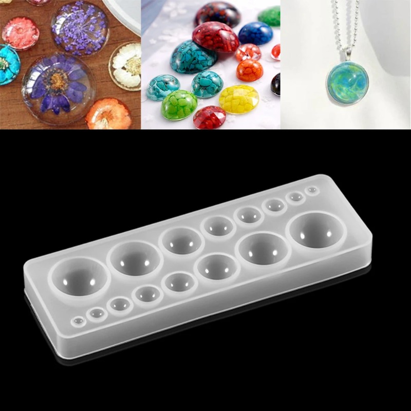 Jewelry Making Tools List - 1 個のシリコーン型半球扁平カボションペンダント樹脂シリコーン型手作りツールエポキシ樹脂金型ジュエリー作り