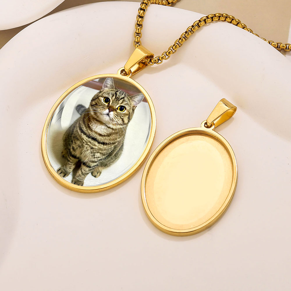 Jewelry Making Tray - 5個入り ステンレス製チャーム 金メッキ オーバルペンダント アクセサリー カボションベース