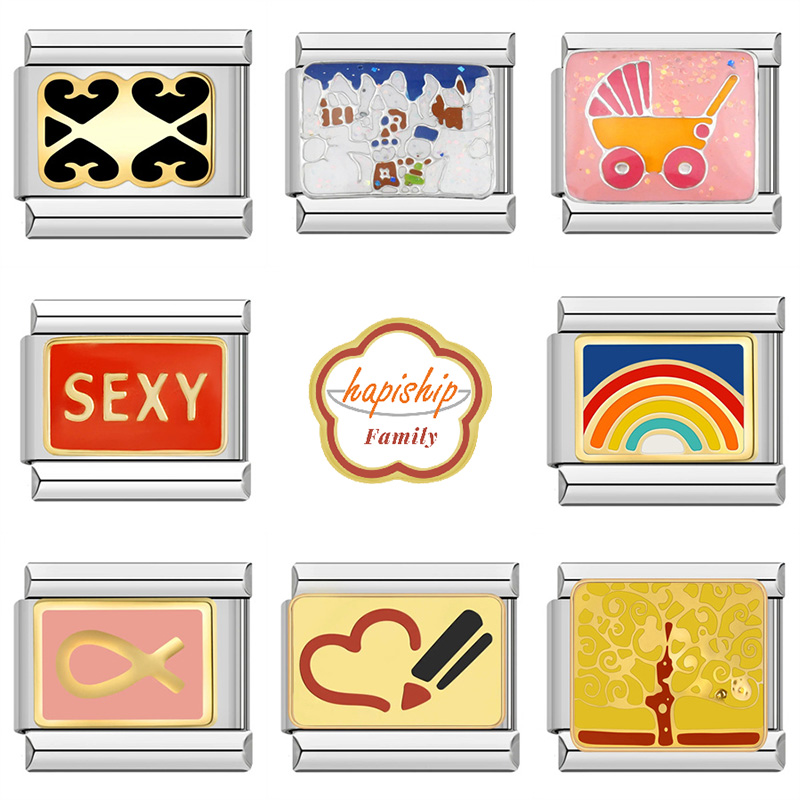 Jewelry Making 3 Year Old - Hiship-女性のためのステンレス鋼のチャームリンク、赤ちゃんの車のジュエリー、DIYファッション、セクシーなレインボー、9mmのブレスレット、家族の作り、新しい、2022、new135に適合