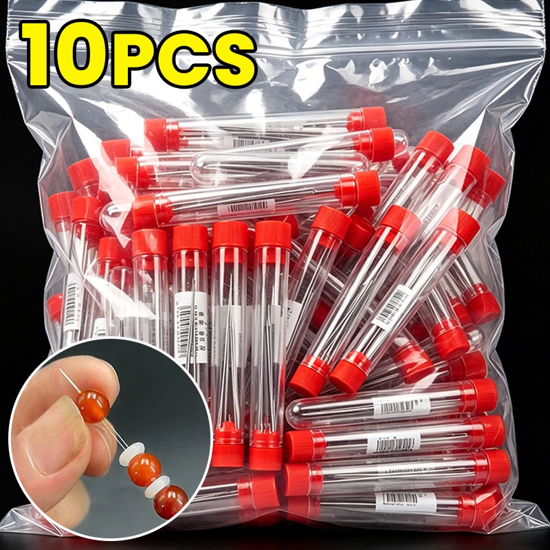 Jewelry Making Tools List - 1/10個入り オープンビーズニードル DIYビーズ針 ジュエリーリードニードルセット ネックレスDIYジュエリー製作ツール 手作りビーズ通し針