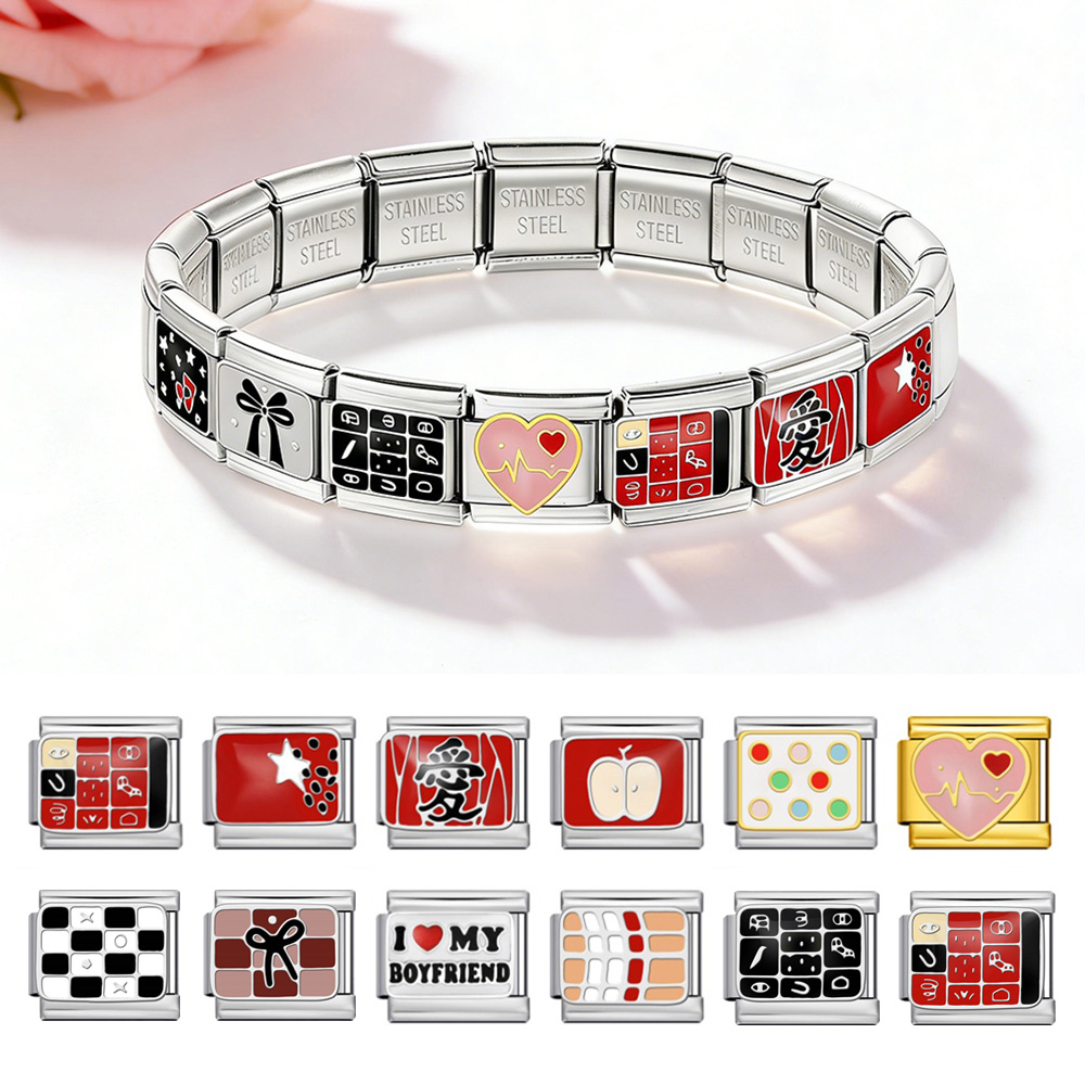 Jewelry Making Newcastle - 新デザイン城の鼓動歯弓イタリア製ステンレススチールチャームリンク、9mmジュエリーリンク作成DIY2026ブレスレットギフトに適合
