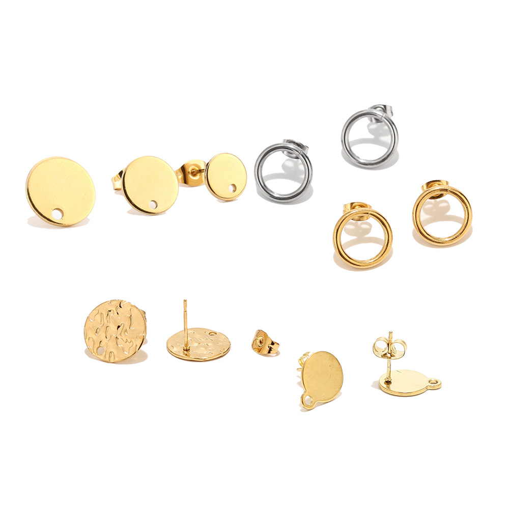 Jewelry Making Hammer - ステンレス鋼のイヤリング,金と銀のイヤリング,丸いディスク,ポスト,wループ,ハンマープレート,hypro-低刺激性のイヤリングベース,10個