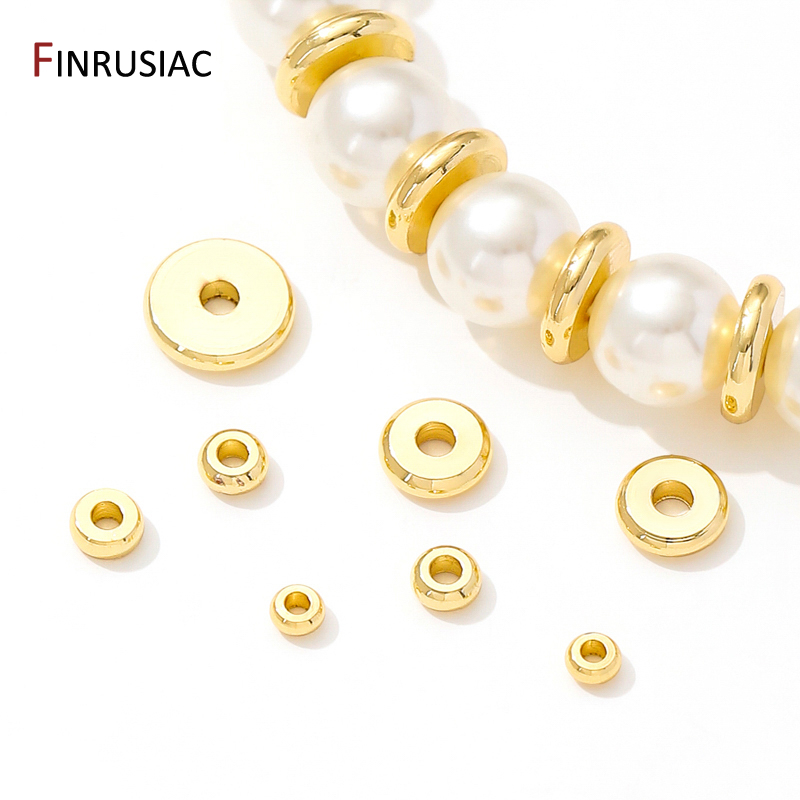 Jewelry Making Items - 18K金メッキ真鍮製フラットスペーサービーズ、ブレスレット製作ジュエリーパーツ、ビーズ用セパレーター、DIYジュエリー製作用品