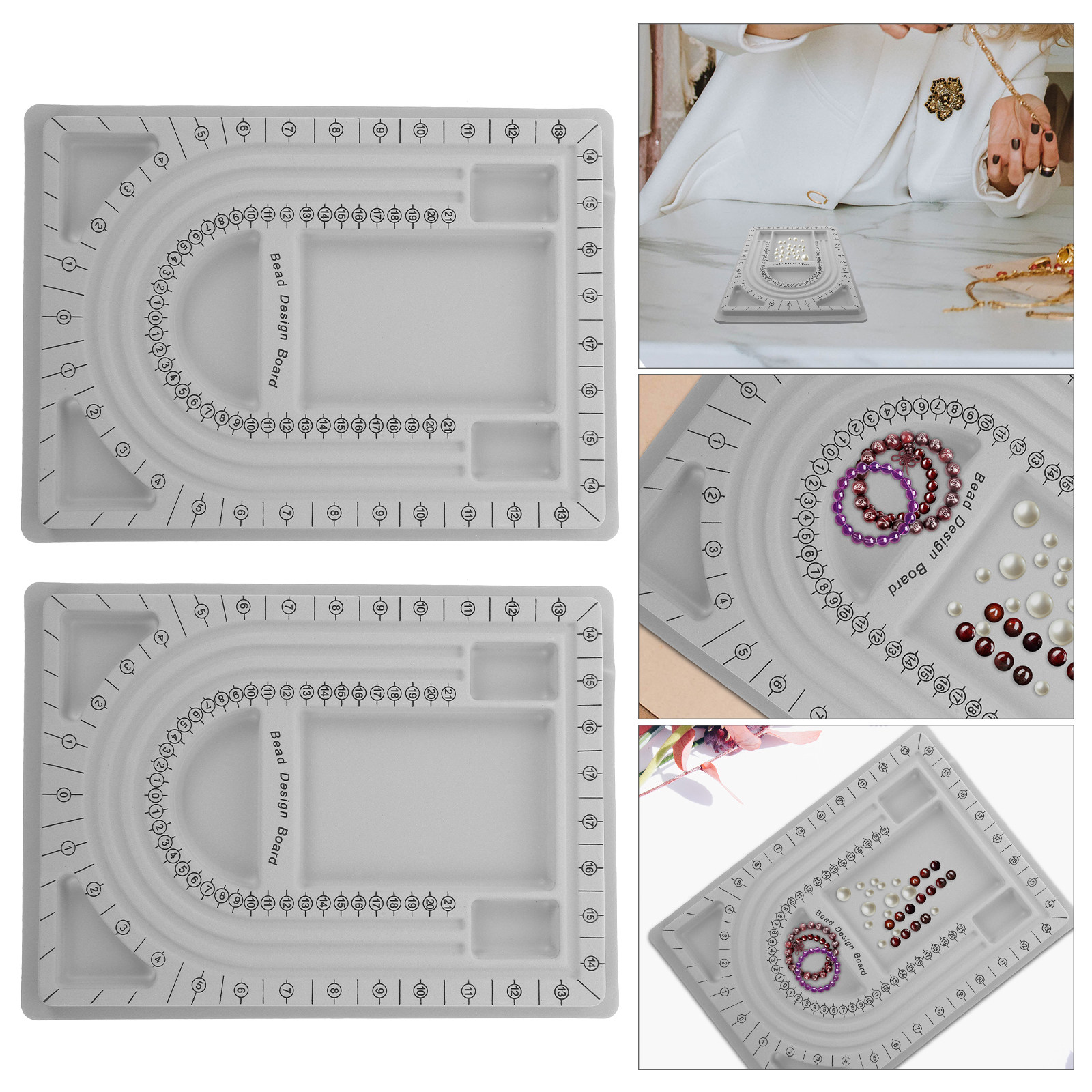 Jewelry Making Board - 2 個ビーズデザインボードジュエリー作成トレイネックレスブレスレット DIY ビーズオーガナイザー頑丈なビーズボードビーズアクセサリー