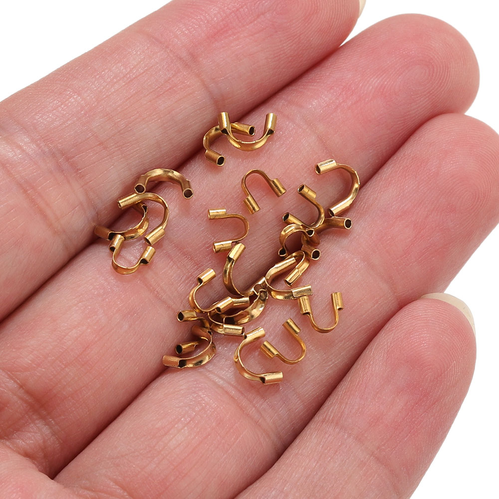 Jewelry Making Yarn - 50 個ステンレス鋼ワイヤーガードガーディアンコードプロテクターループ U 字型クラスプコネクタジュエリー作成アクセサリー卸売