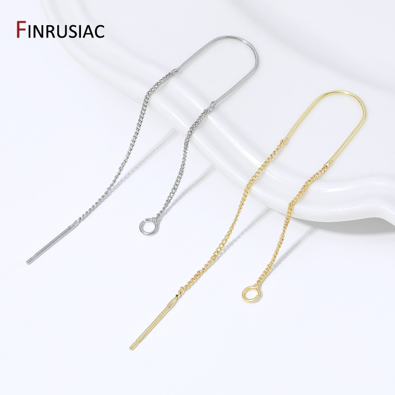 Jewelry Making Yarn - 18K金メッキ真鍮ロングタッセルチェーンドロップステッカーダングルイヤリング、イヤワイヤーイヤリングパーツ、DIYジュエリーアクセサリー