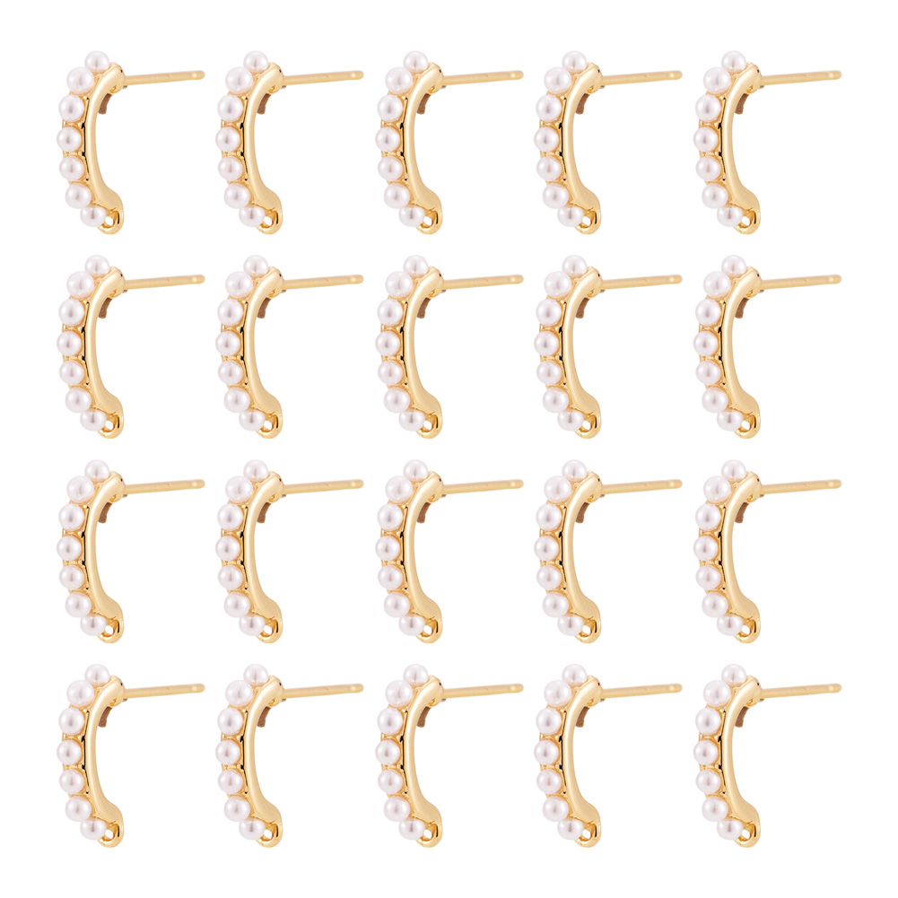 Jewelry Making Set - 30個入り真鍮製スタッドピアス金具、ABSプラスチック製イミテーションパールビーズ付き、女性用ピアスDIYジュエリー製作用