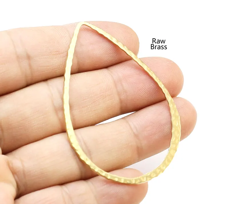 Jewelry Making Hammer - 10個 ハンマードティアドロップチャーム、真鍮コネクタ、ジュエリー作り、イヤリングパーツ、ネックレスペンダント、60x41.3mm -R2896
