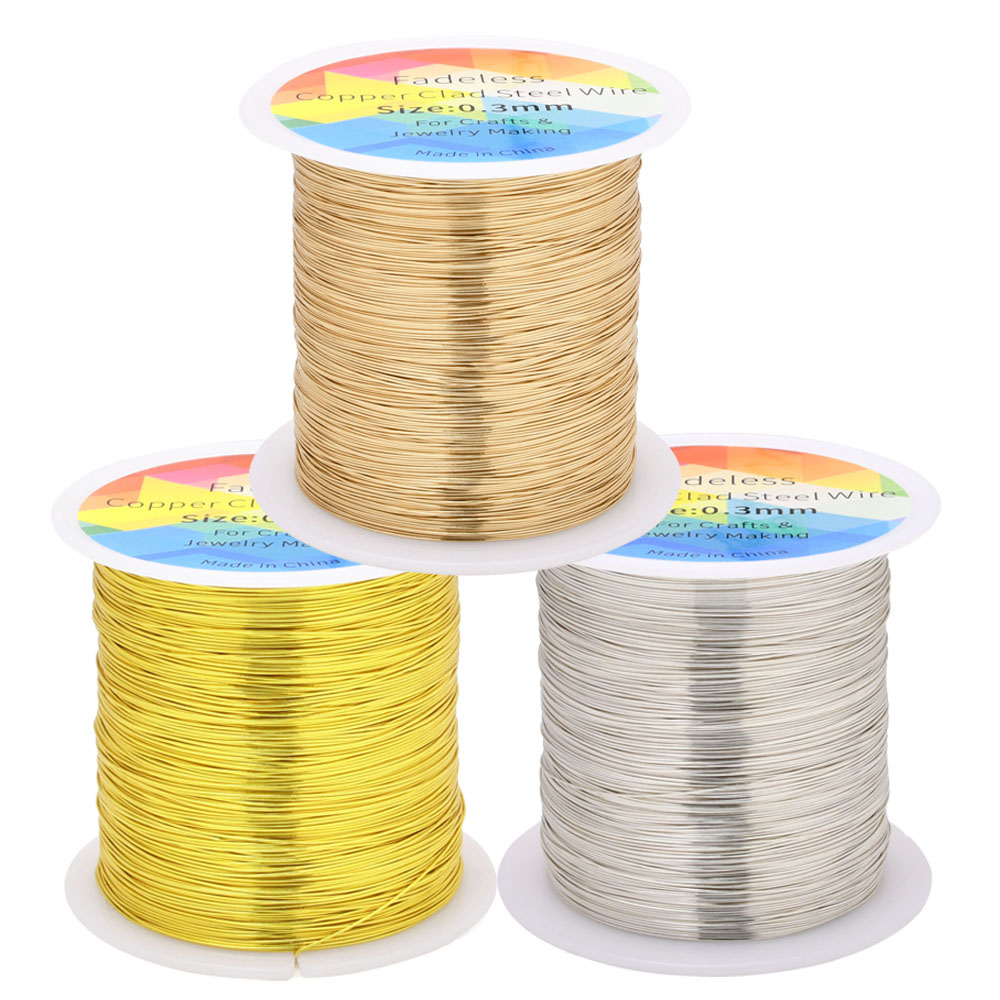 Jewelry Making Yarn - 100 メートル/328 フィート色褪せない銅クラッド鋼線曲げ可能な金属彫刻ワイヤークラフト花ジュエリー作成 0.3/0.4 ミリメートル