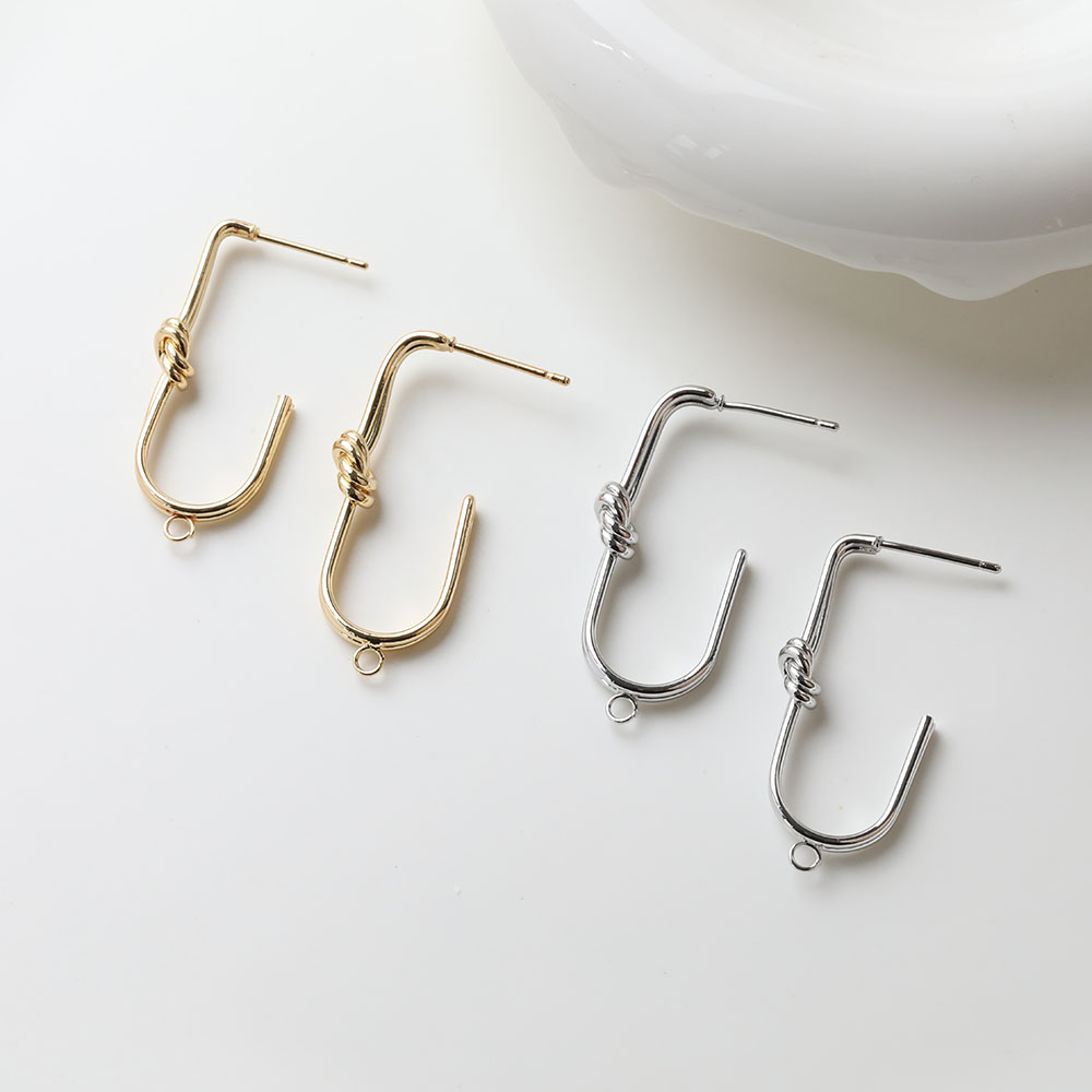 Jewelry Making Knots - 2 個可憐な U 字型結び目耳スタッドピアスジュエリー作成 DIY ハンドメイド真鍮