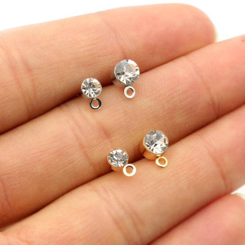 Jewelry Making Kit - 50 個のスタッドピアスピンジルコン 4/5/6 ミリメートルラインストーン基本イヤリングスタッド DIY ジュエリーメイキングアクセサリー所見