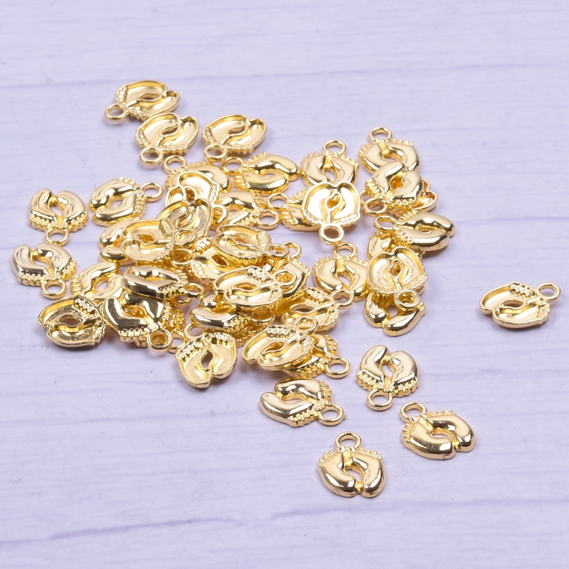 20-50 個チャームベビーフィート足ゴールドカラーペンダン - Jewelry Making 3 Year Old のレビューと価格