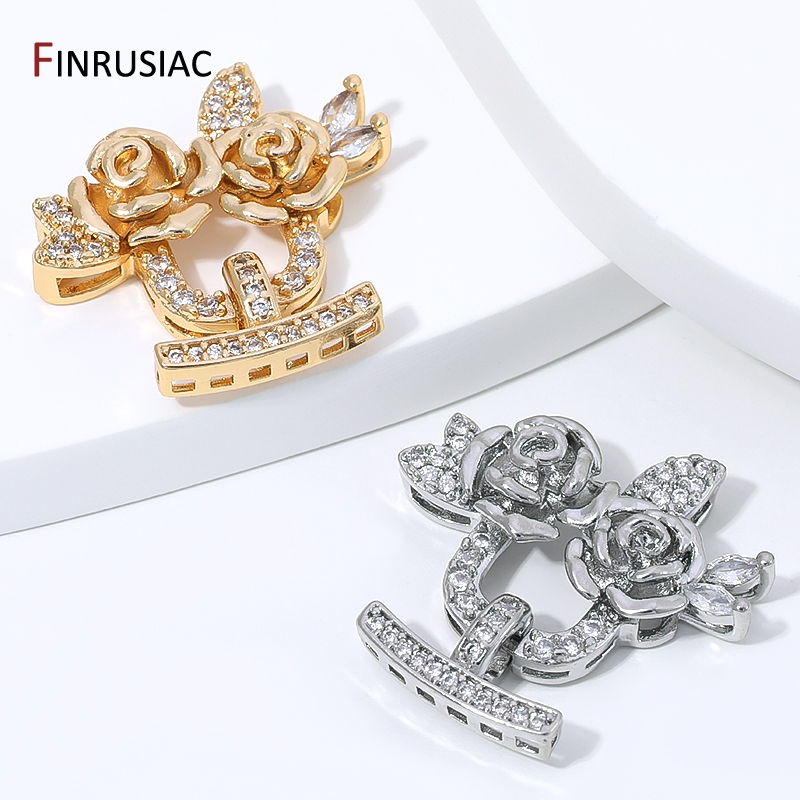 14K金メッキ真鍮ジルコンフラワーパールクラスプ、多列留め具 - Jewelry Making Items のレビューと価格
