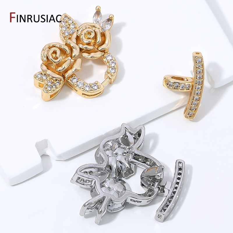 14K金メッキ真鍮ジルコンフラワーパールクラスプ、多列留め具 - Jewelry Making Items のレビューと価格