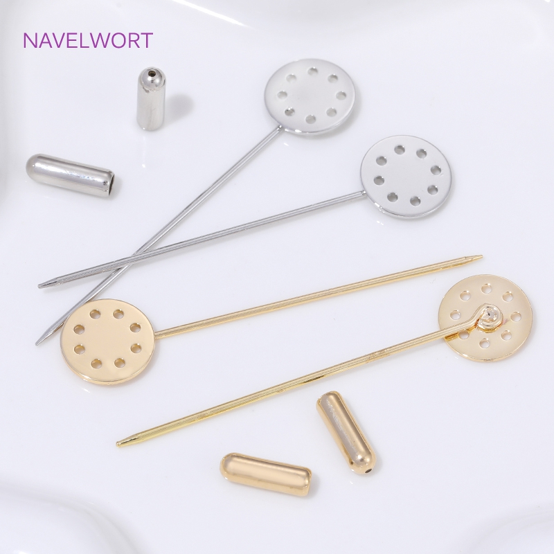 14K金メッキロングブローチ安全ピン12mmブランクベースト - Jewelry Making Tray のレビューと価格