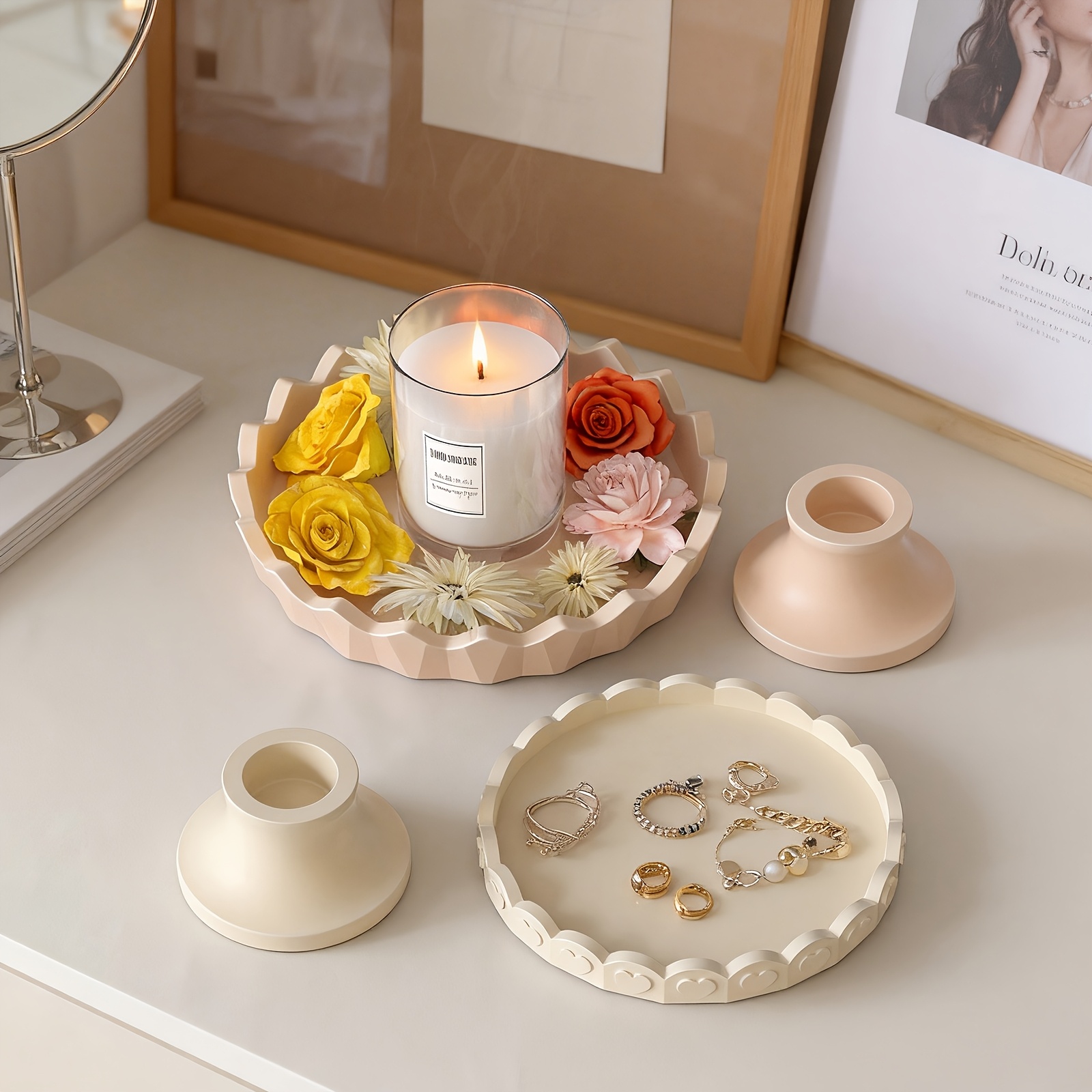 2個入りシリコントレイ型セット、石膏やコンクリート工芸品用の - Jewelry Making Tutorials のレビューと価格