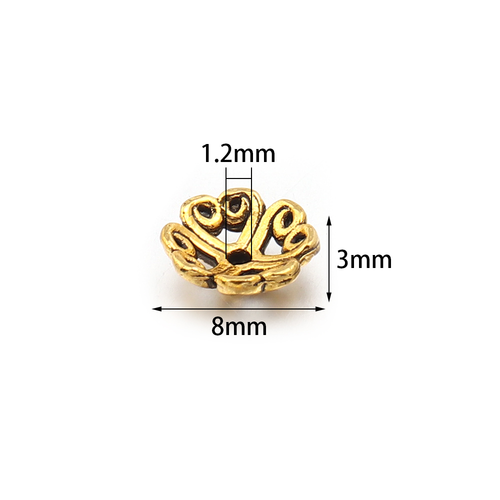 100個入り 8mm 合金製中空フラワービーズキャップ メタ - Jewelry Making Tray のレビューと価格