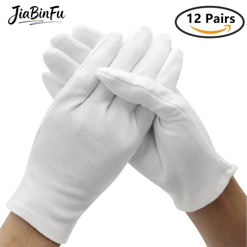 12/6 ペア綿作業用手袋乾いた手用儀式用ハンドリングフィル - Jewelry Making Gloves のレビューと価格