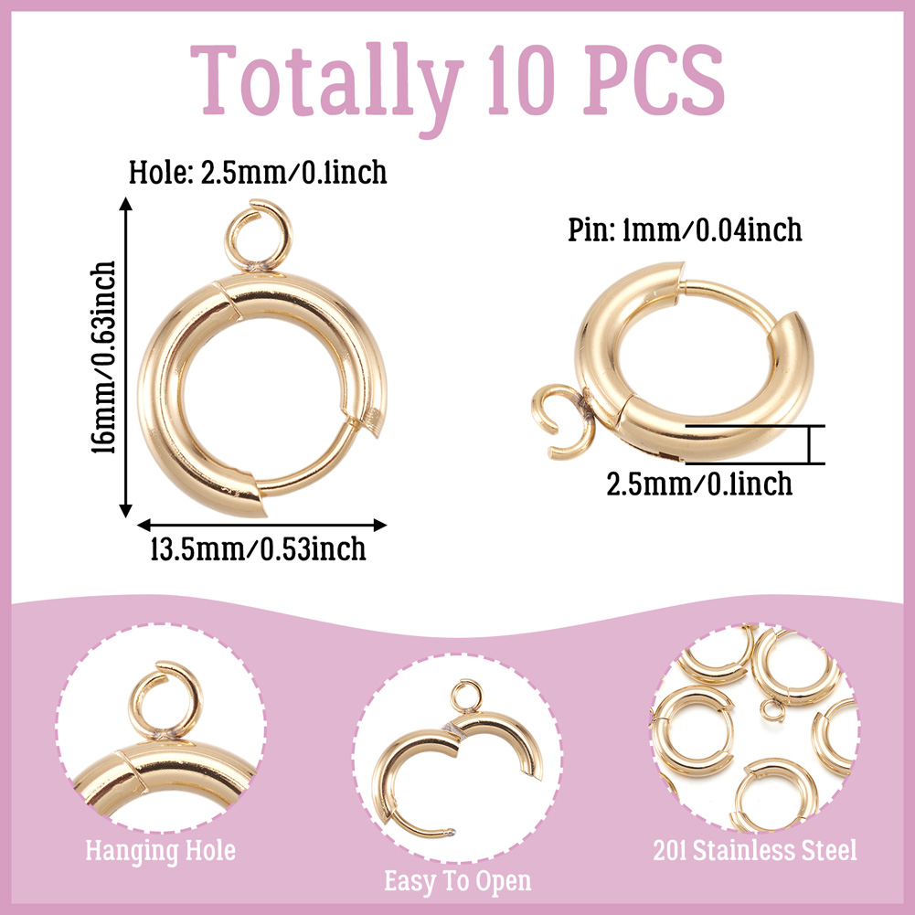 10個入り 201ステンレス鋼製ハギーイヤリングフック ラウ - Jewelry Making Knots のレビューと価格