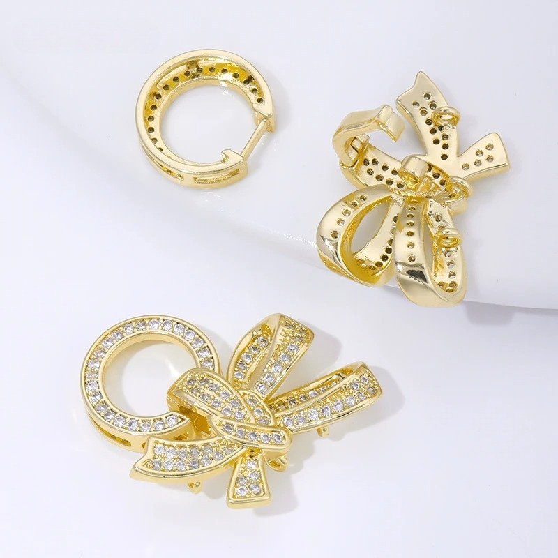 18K ゴールドメッキパールクラスプコネクタ象嵌ジルコン 3 - Jewelry Making Items のレビューと価格