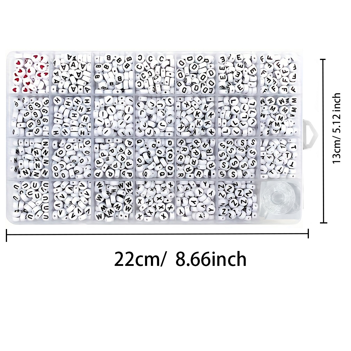 1300個の4x7ラウンドアクリル文字ビーズ、ハート型ビーズ - Jewelry Making Yarn のレビューと価格