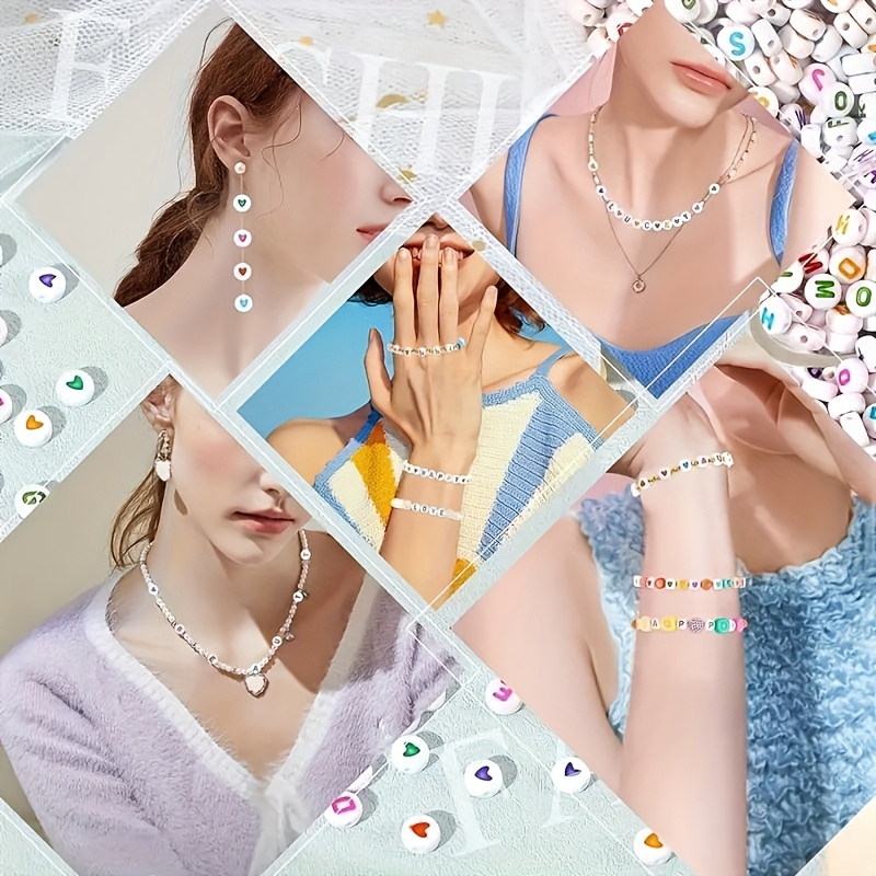 1300個の4x7ラウンドアクリル文字ビーズ、ハート型ビーズ - Jewelry Making Yarn のレビューと価格