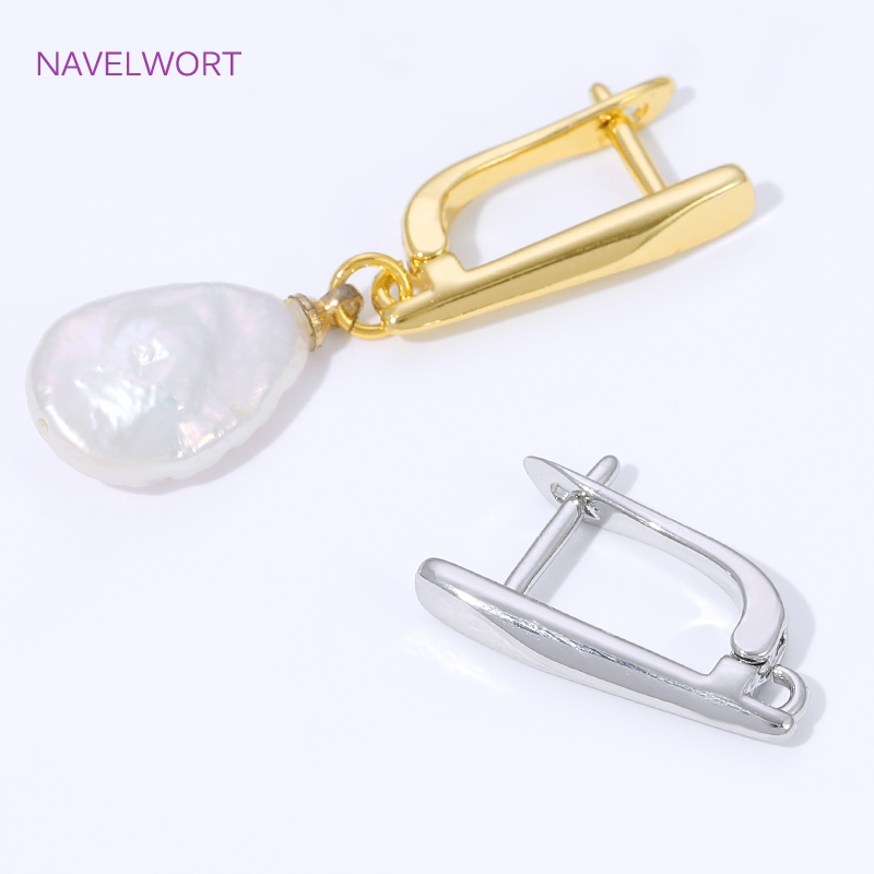 18K ゴールドメッキの滑らかなイヤリングフック、イヤリング - Jewelry Making Items のレビューと価格