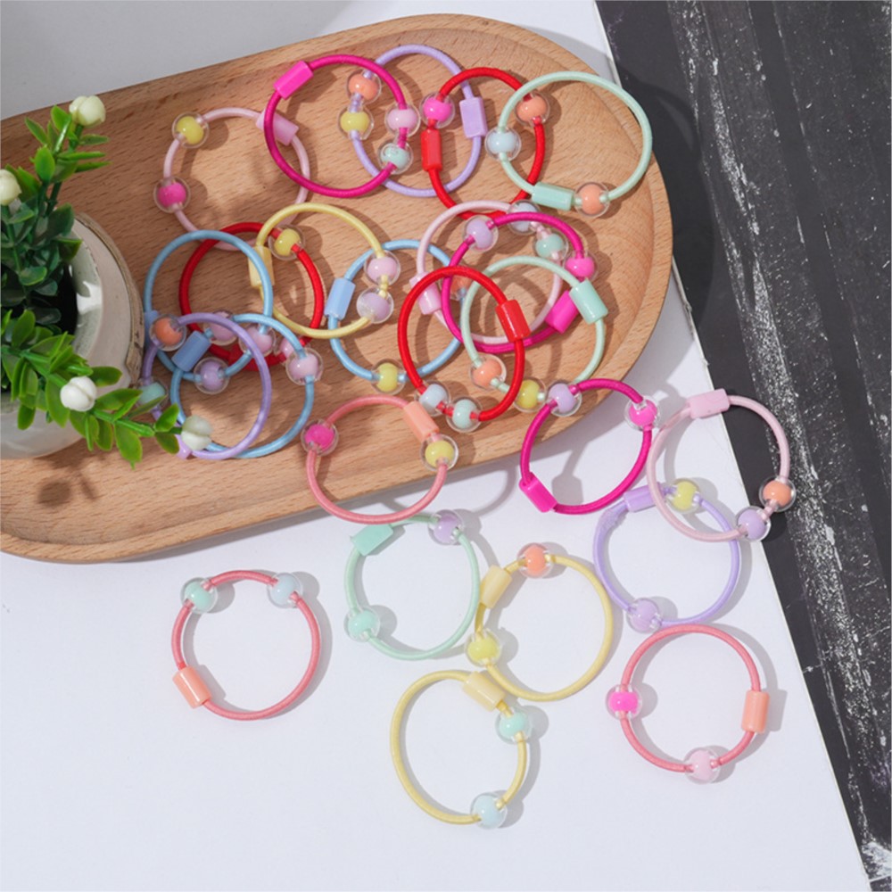 キャンディーアクリルビーズ付きの伸縮性ヘアタイ,ポニーテール - Jewelry Making 3 Year Old のレビューと価格