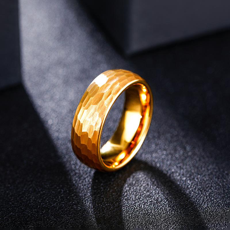 ハンマー多面チタンリング男性女性のための黒つや消しステンレス - Jewelry Making Hammer のレビューと価格