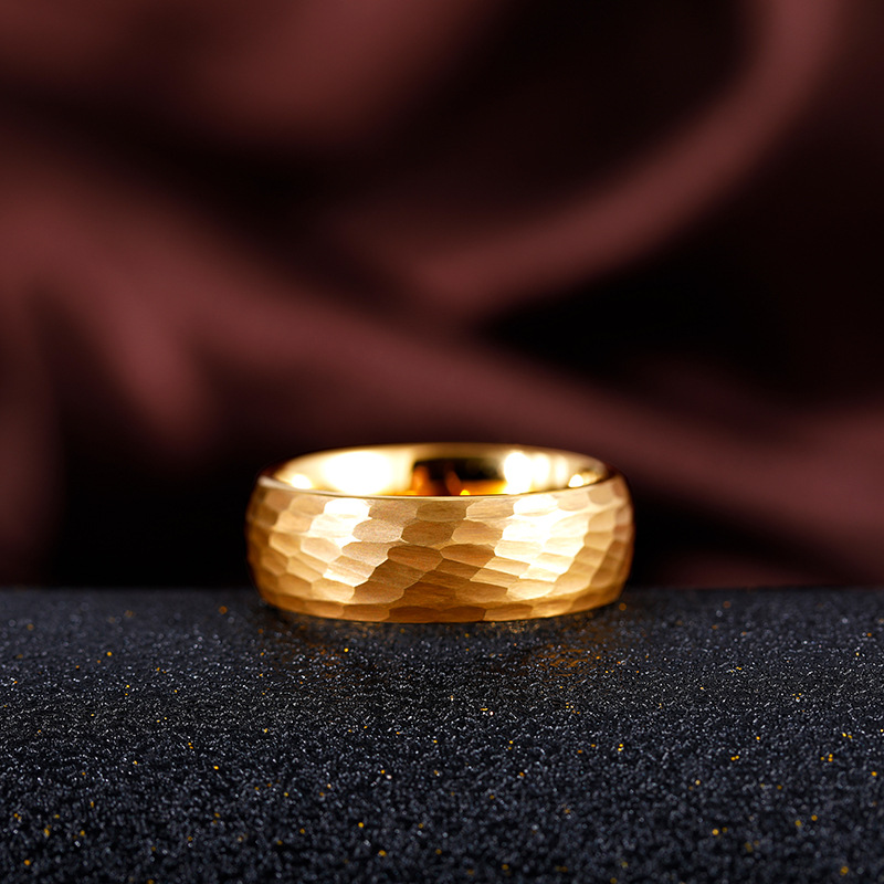 ハンマー多面チタンリング男性女性のための黒つや消しステンレス - Jewelry Making Hammer のレビューと価格