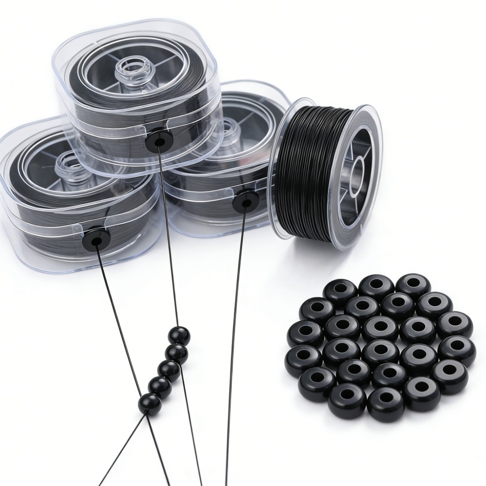 0.5～1mm ブラック エラスティック クリスタル スレッ - Jewelry Making Yarn のレビューと価格