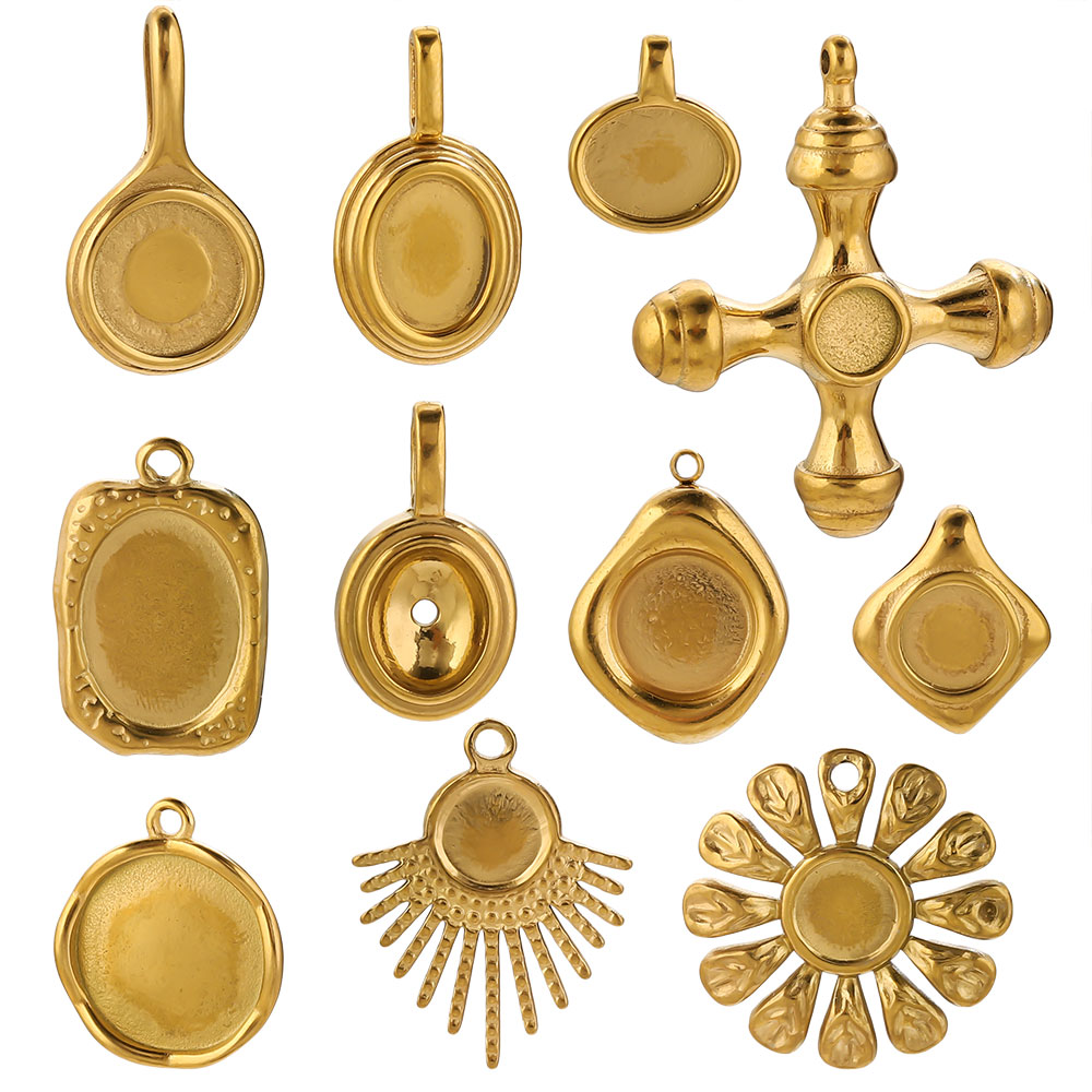 4-5個 ステンレス製 ゴールドチャーム ラウンド/オーバル - Jewelry Making Tray のレビューと価格
