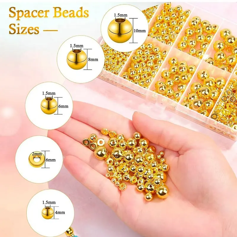 1000個入りゴールデンスペーサービーズキットCCBボールラ - Jewelry Making Tutorials のレビューと価格