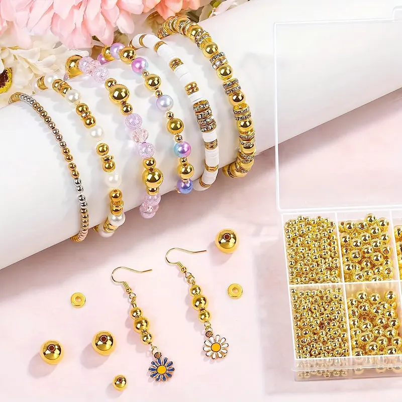 1000個入りゴールデンスペーサービーズキットCCBボールラ - Jewelry Making Tutorials のレビューと価格
