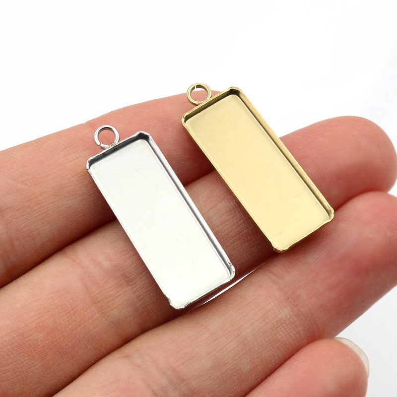 5-10個ステンレス鋼長方形ペンダントカボションベースブラン - Jewelry Making Tray のレビューと価格