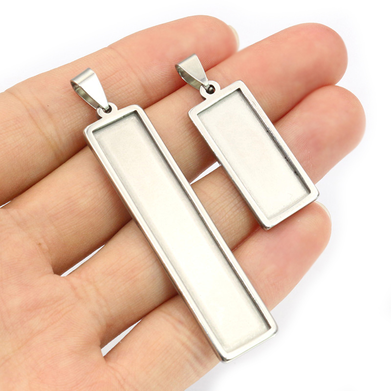 5-10個ステンレス鋼長方形ペンダントカボションベースブラン - Jewelry Making Tray のレビューと価格