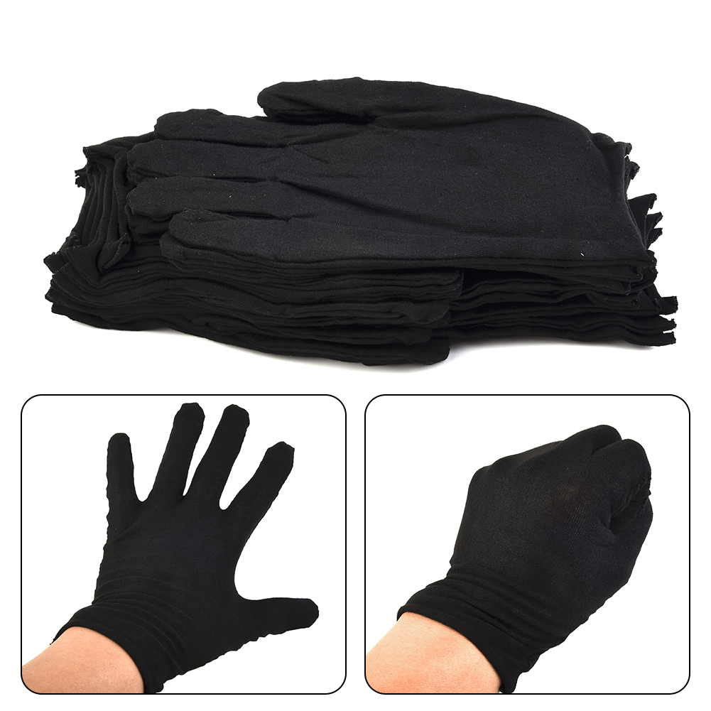 12 ペア黒綿手袋ソフト洗えるジュエリー検査作業手袋 18- - Jewelry Making Gloves のレビューと価格