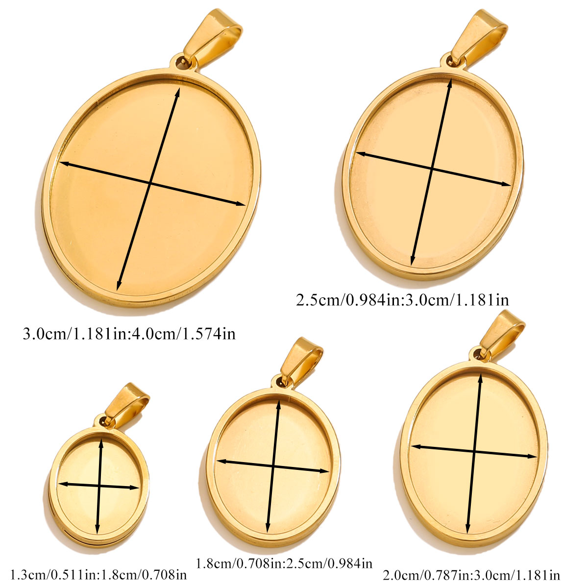 5個入り ステンレス製チャーム 金メッキ オーバルペンダント - Jewelry Making Tray のレビューと価格