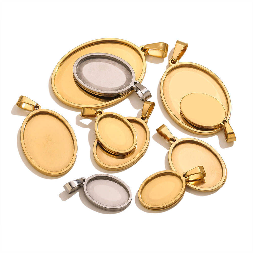 5個入り ステンレス製チャーム 金メッキ オーバルペンダント - Jewelry Making Tray のレビューと価格